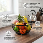 Flat Round Black Fruit Basket