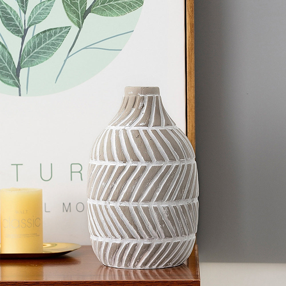 Nordic Striped Textured Ceramic Vase