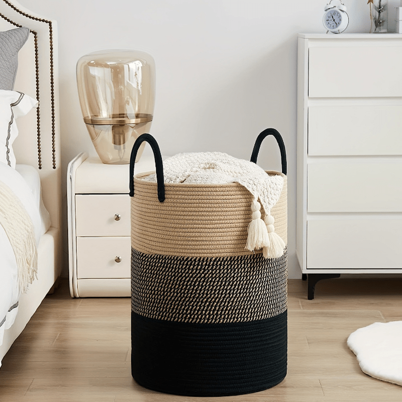 64L Large Rope Storage Basket for Blankets