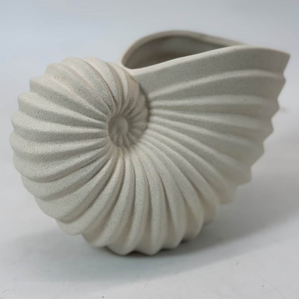 Nautilus Shell Ceramic Vase – Coastal Wabi-Sabi