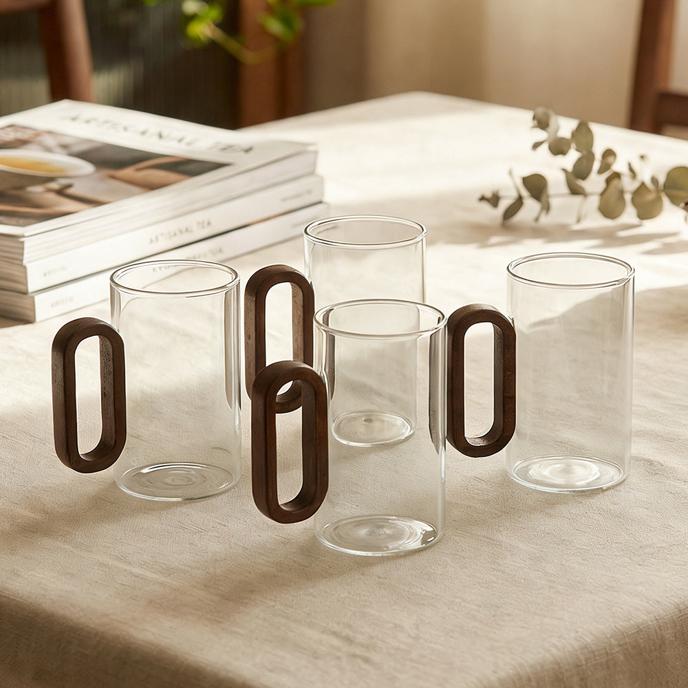 360ml Borosilicate Glass with Wooden Handle