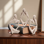 Set of 3 Abstract Sandstone Reading Thinker Figurines