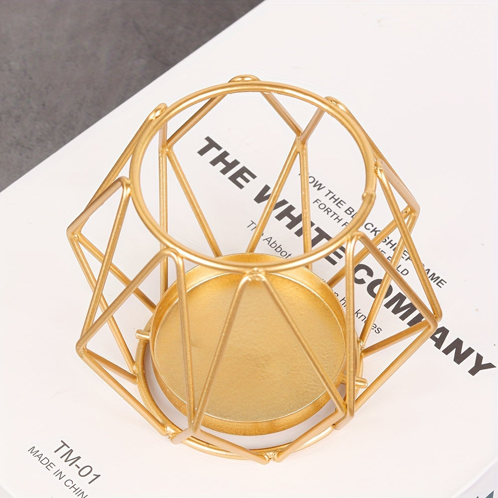 Elegant Geometric Hexagonal Iron Candle Holder