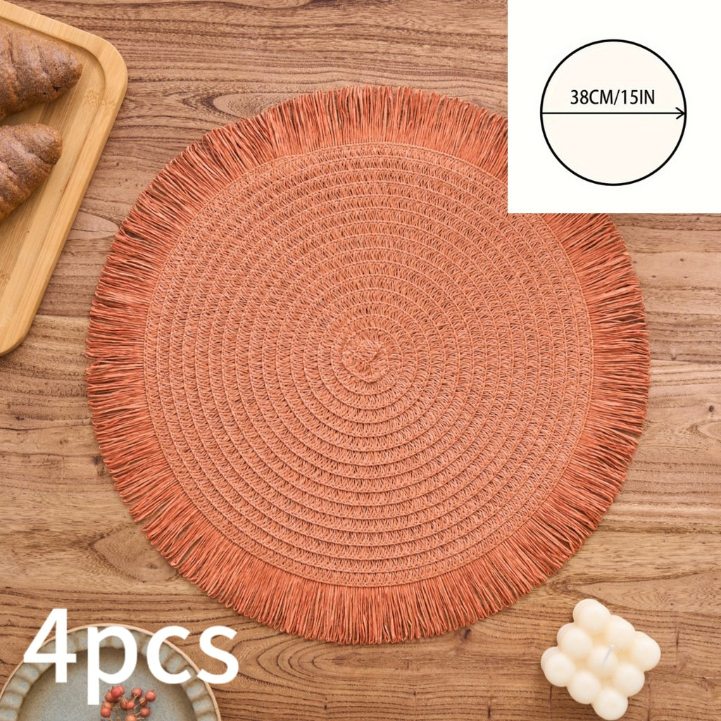 Bohemian Round Solid Colour Placemats – Set of 2, 4 or 8