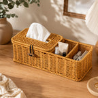 Boho Raffia Desk Organiser with Tissue Holder