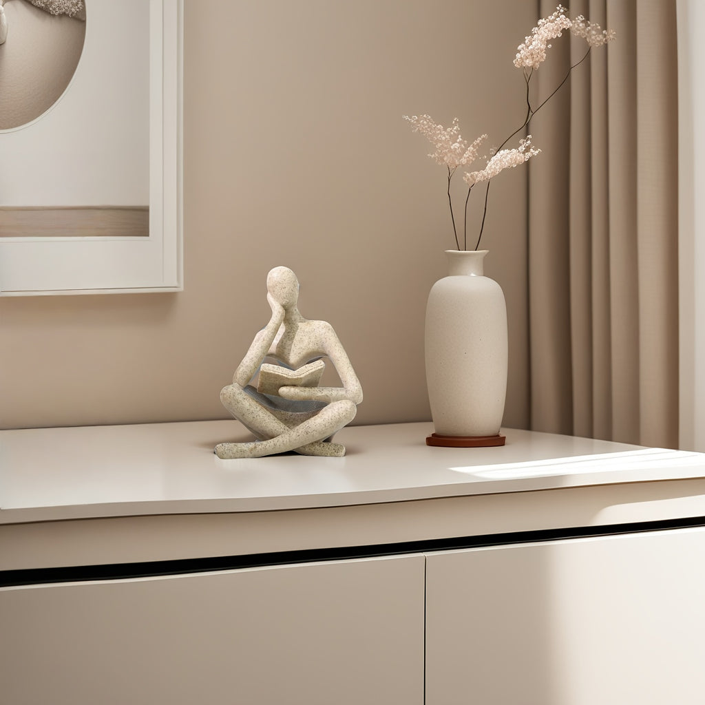 Reading Thinker Sandstone Abstract Art Statue