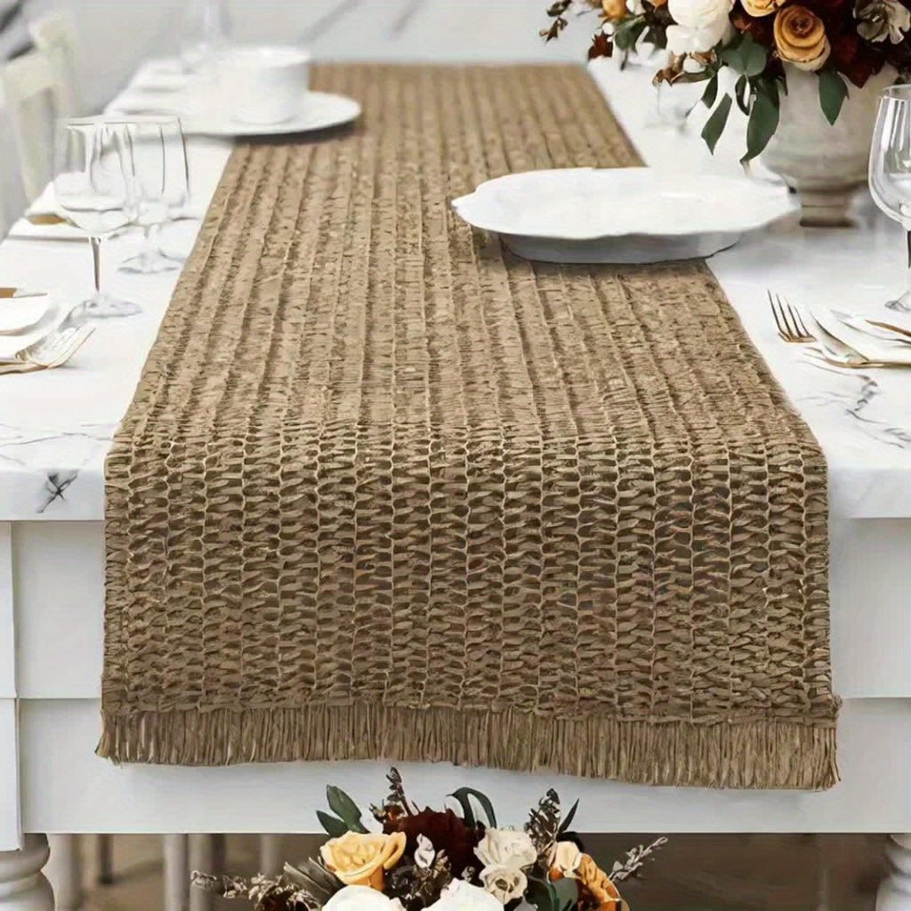 Solid Colour Fringe Boho Table Runner