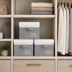 Set of 3 Large Fabric Storage Boxes with Lids