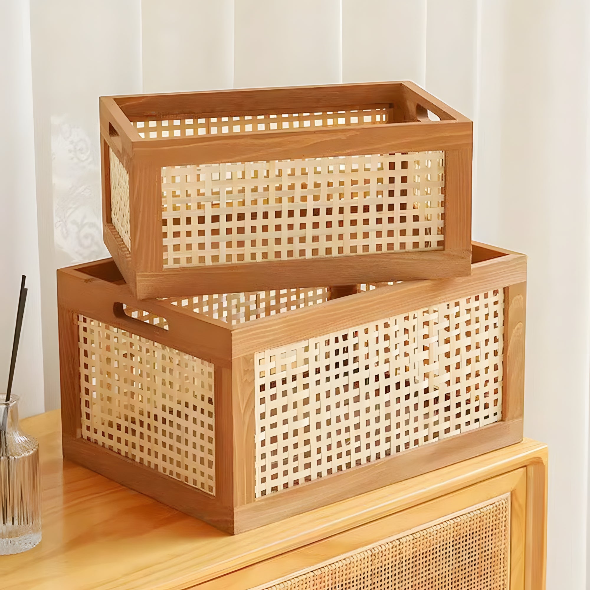 Vintage Multipurpose Wooden Countertop Basket