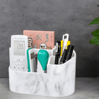 White Marble Resin Toothbrush & Cotton Box Set