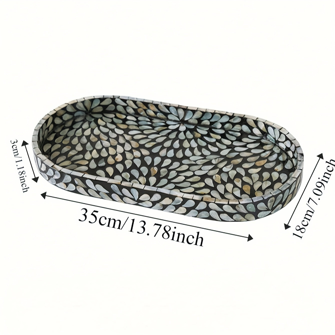 Mother-of-Pearl Inlay Oval Decorative Tray