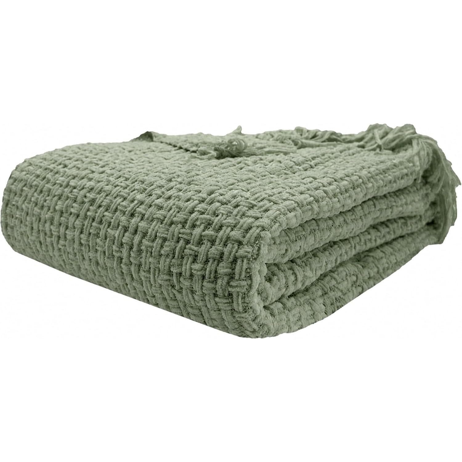 Olivia Rocco Chenille Box-Stitch Throw