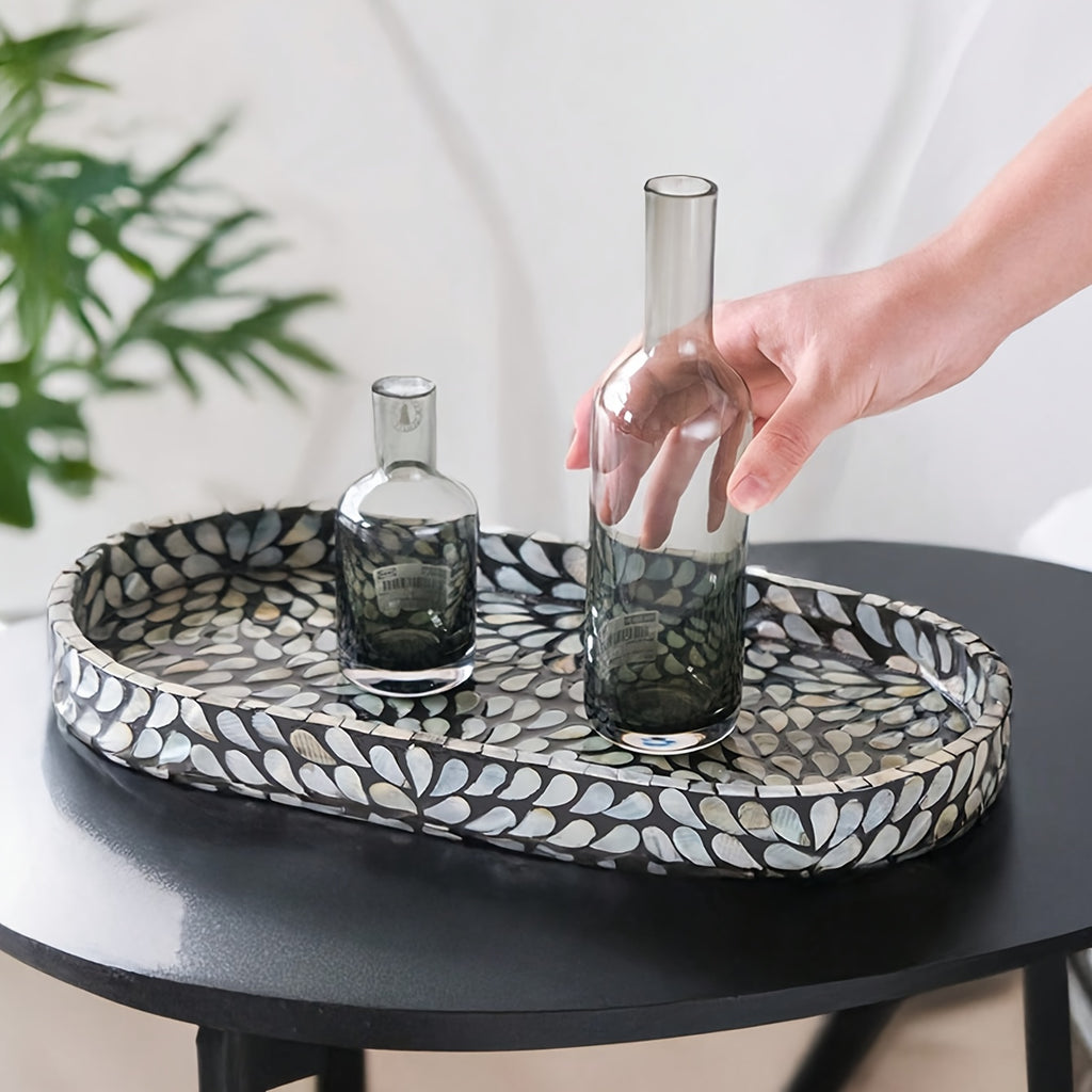 Mother-of-Pearl Inlay Oval Decorative Tray