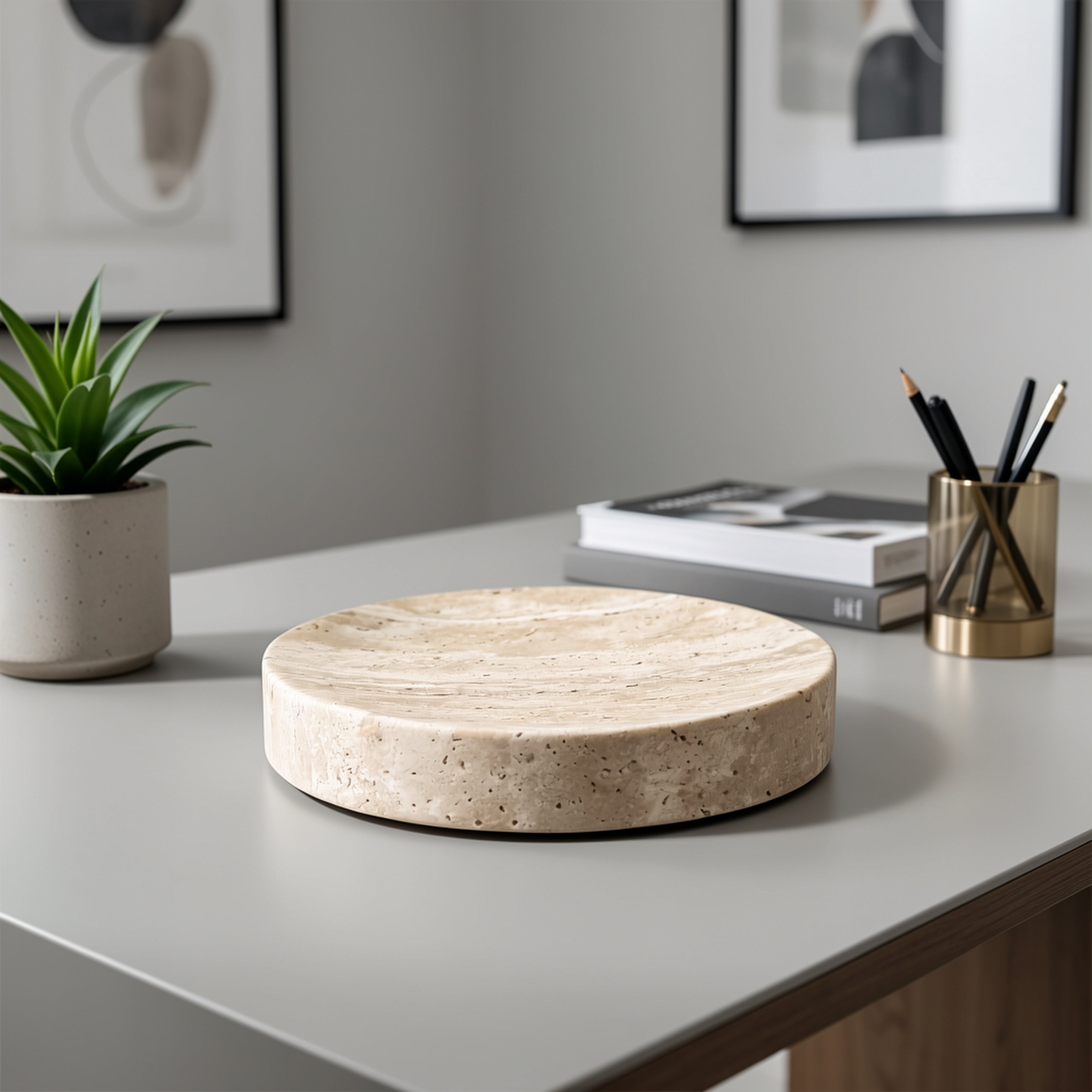 Natural Marble Round Trinket Tray