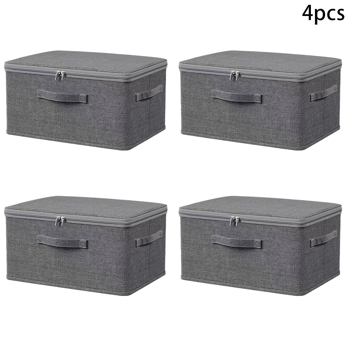 Set of 4 Large Foldable Canvas Storage Boxes with Lids