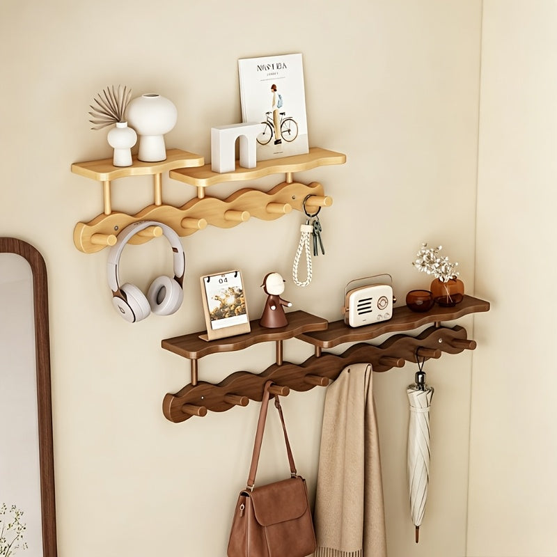 Minimalist Bamboo Wall Rack with Floating Shelves