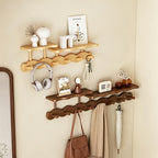 Minimalist Bamboo Wall Rack with Floating Shelves