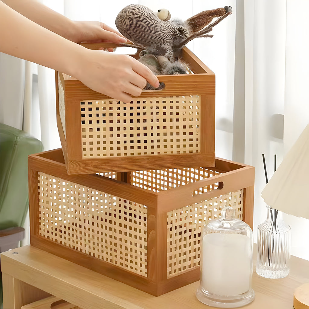 Vintage Multipurpose Wooden Countertop Basket