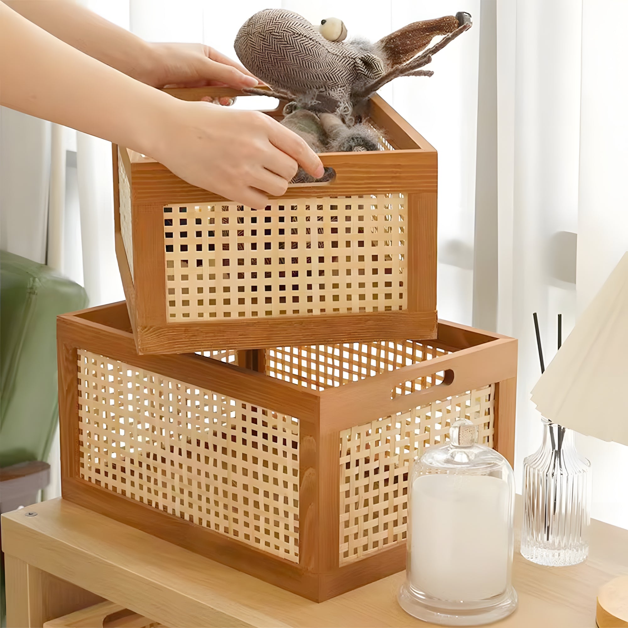 Vintage Multipurpose Wooden Countertop Basket