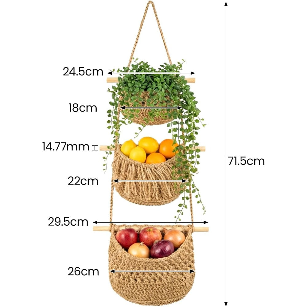 3-Tier Boho Braided Rope Wall Organiser