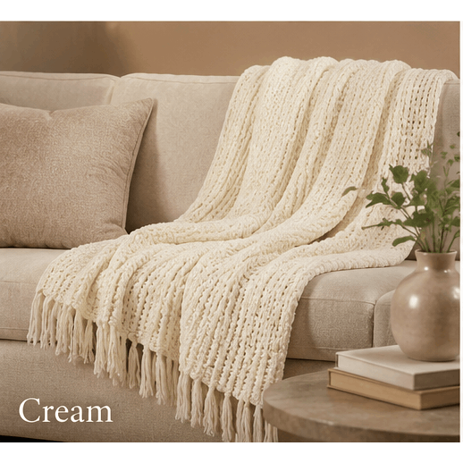 Olivia Rocco Chenille Box-Stitch Throw