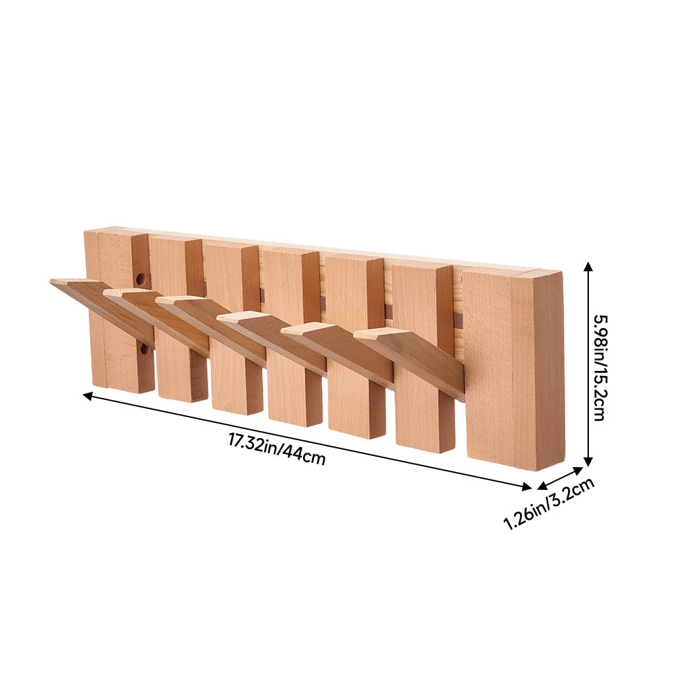 6-Hook Piano Key Wall-Mounted Wooden Coat Rack