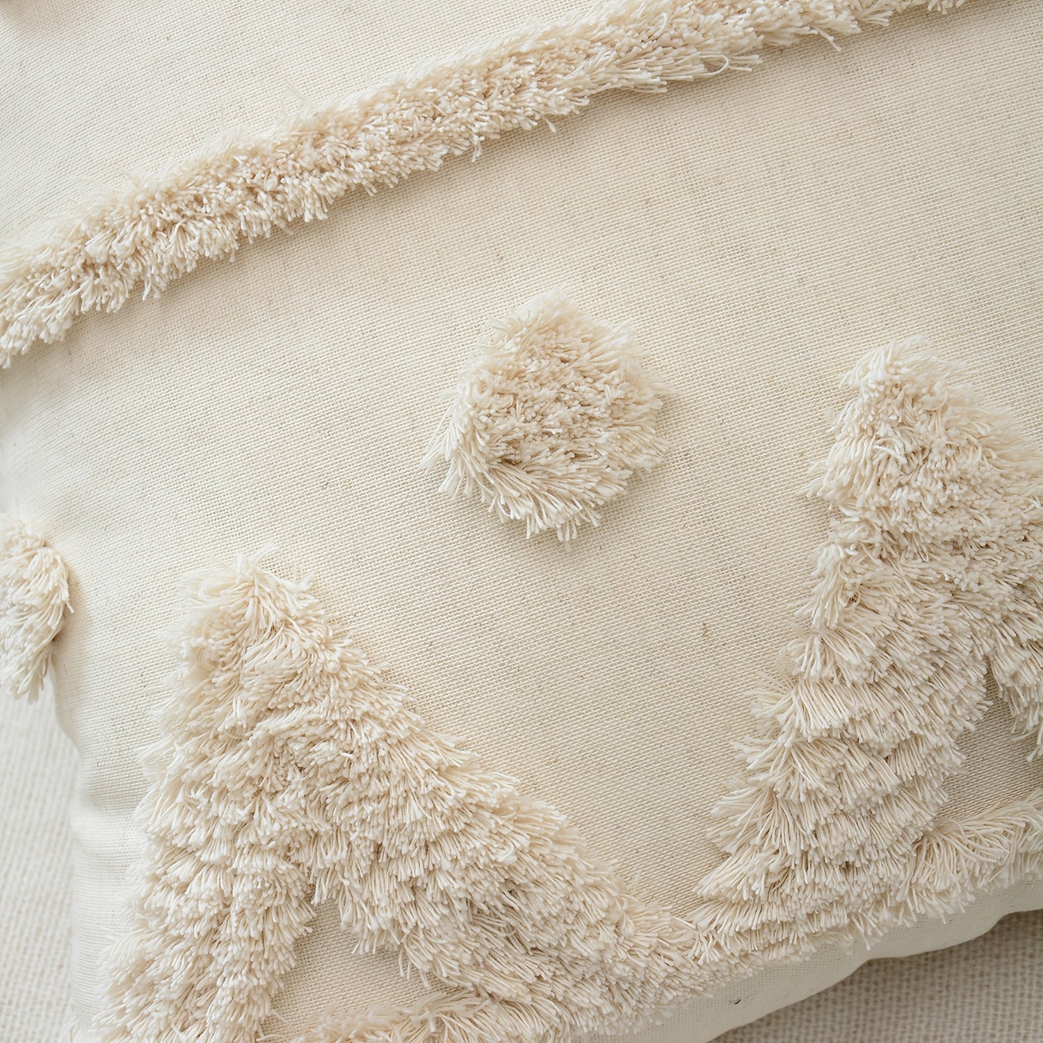 Natural Linen Cushion Cover with Geometric Tassel Detail