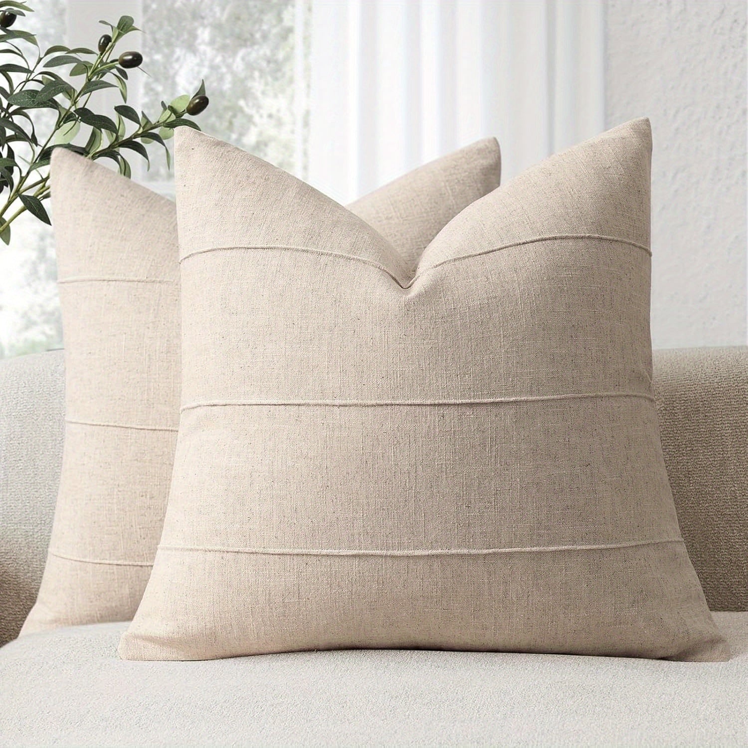 Set of 2 Striped Linen Pillowcases