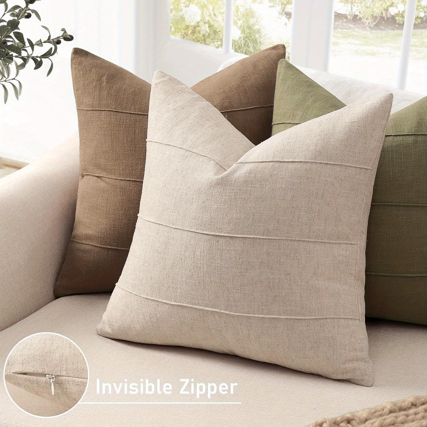 Set of 2 Striped Linen Pillowcases