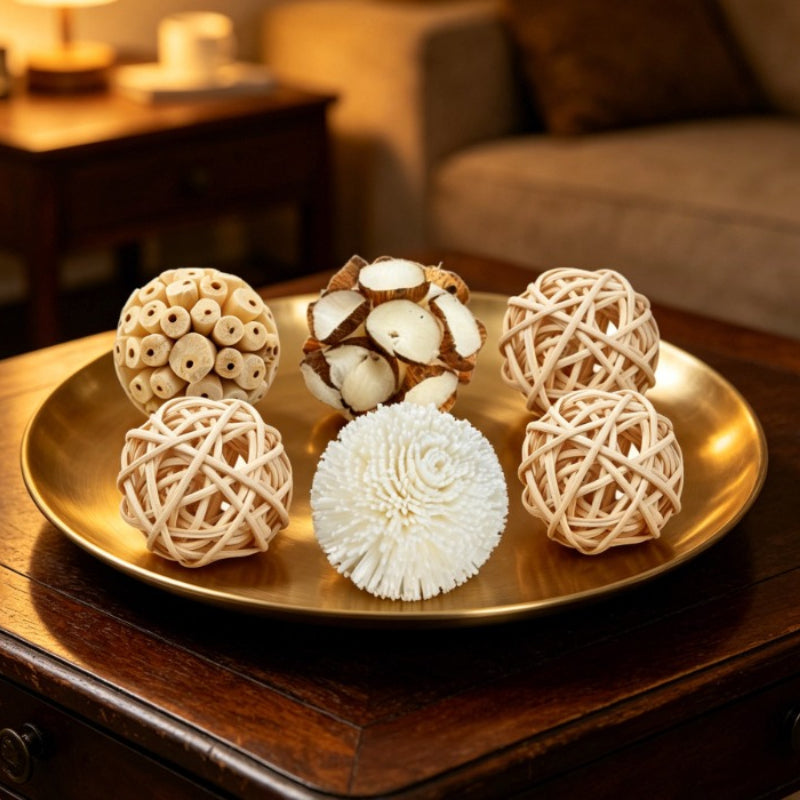 Set of 6 Handcrafted Wicker Decorative Balls