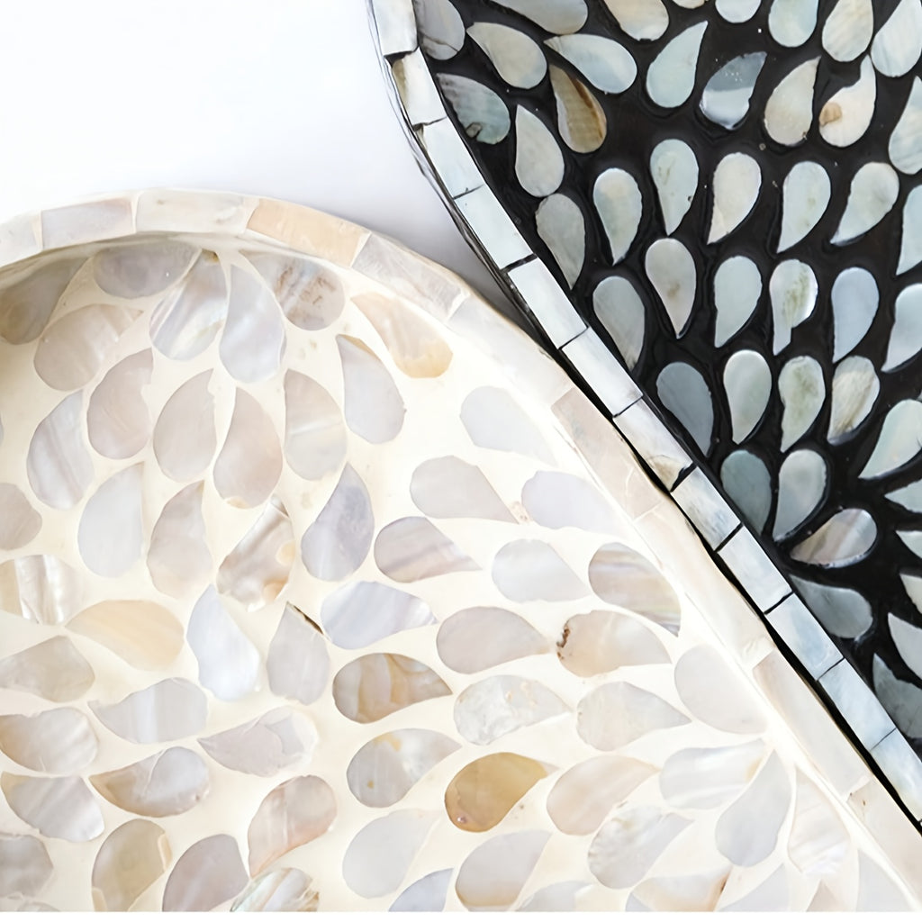 Mother-of-Pearl Inlay Oval Decorative Tray