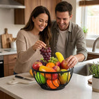 Flat Round Black Fruit Basket