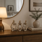 Set of 3 Abstract Seated Human Sandstone Resin Figurines