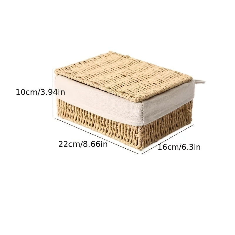 Set of 3 Handwoven Storage Boxes with Lids