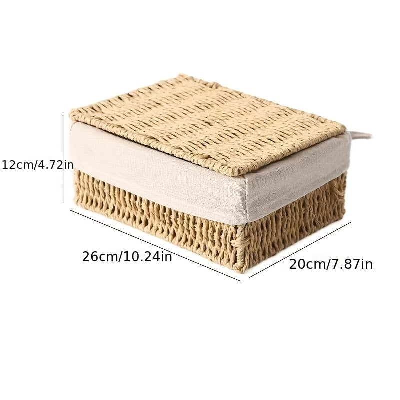 Set of 3 Handwoven Storage Boxes with Lids