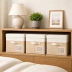 Set of 3 Large Fabric Storage Boxes with Lids