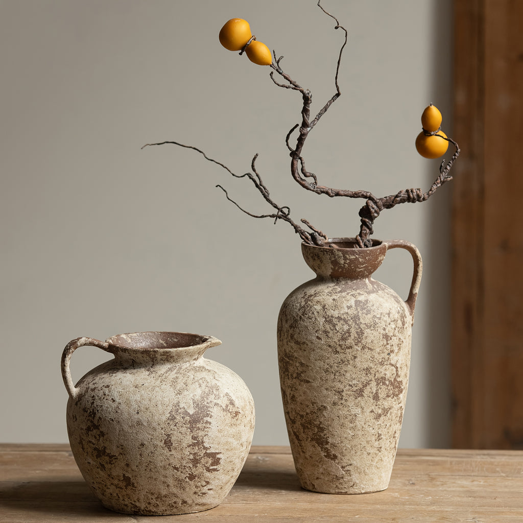 Thick Ceramic Vintage Mottled One-Handle Vase