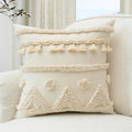 Natural Linen Cushion Cover with Geometric Tassel Detail