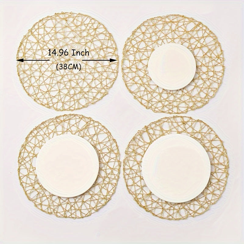 Set of 6 Modern Hollow Woven Round Placemats