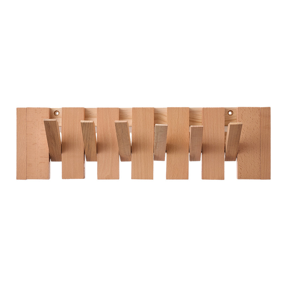 6-Hook Piano Key Wall-Mounted Wooden Coat Rack