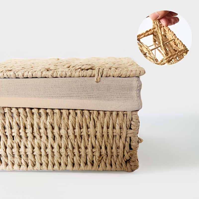Set of 3 Handwoven Storage Boxes with Lids