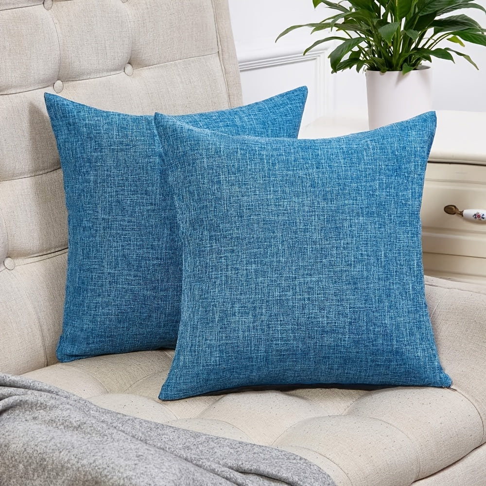 Set of 2 Solid Linen Cushion Covers – 45x45cm
