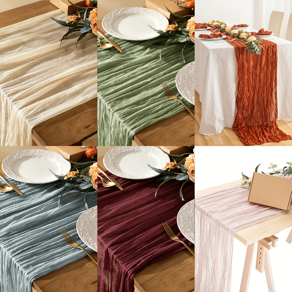 Crinkled Polyester Gauze Table Runner