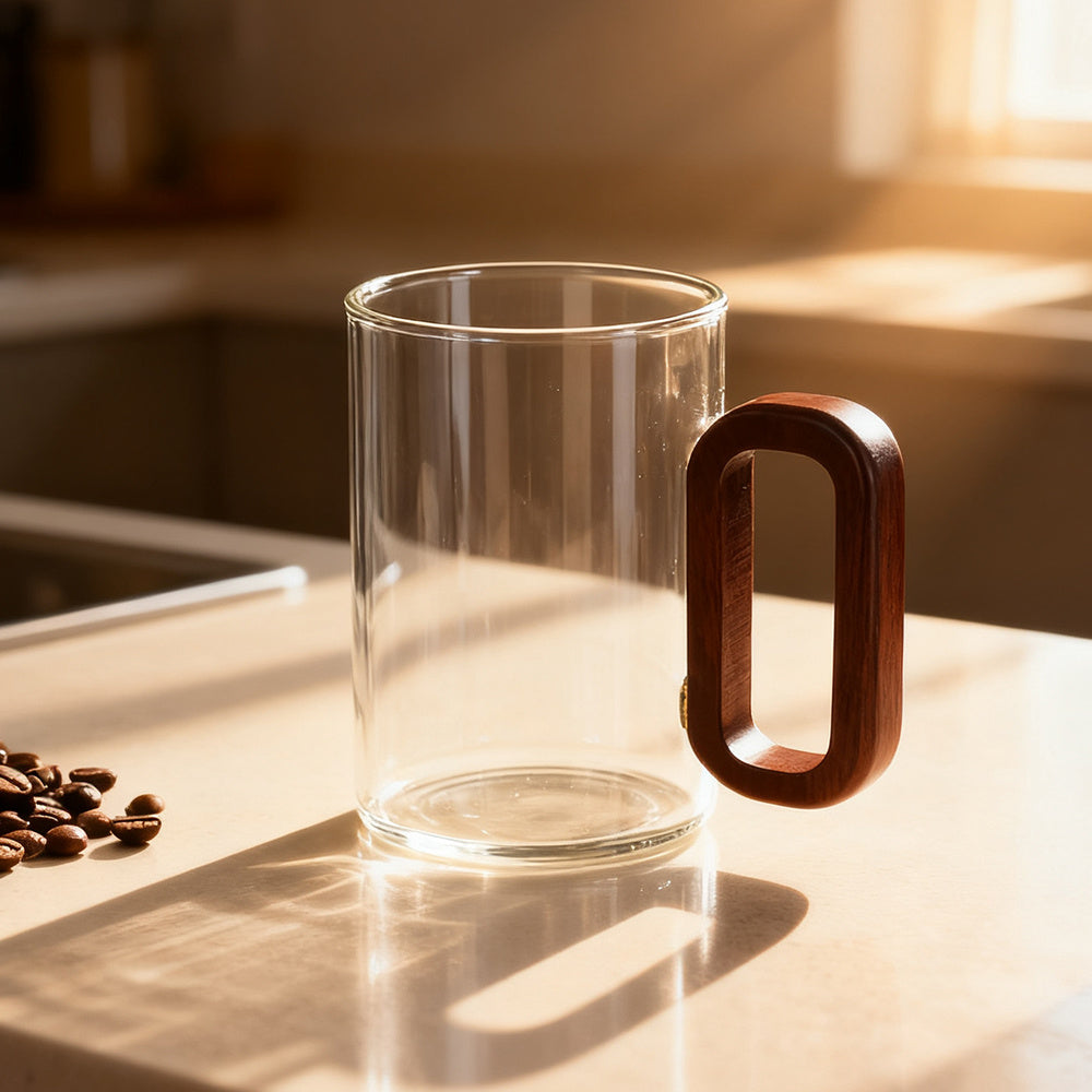 360ml Borosilicate Glass with Wooden Handle