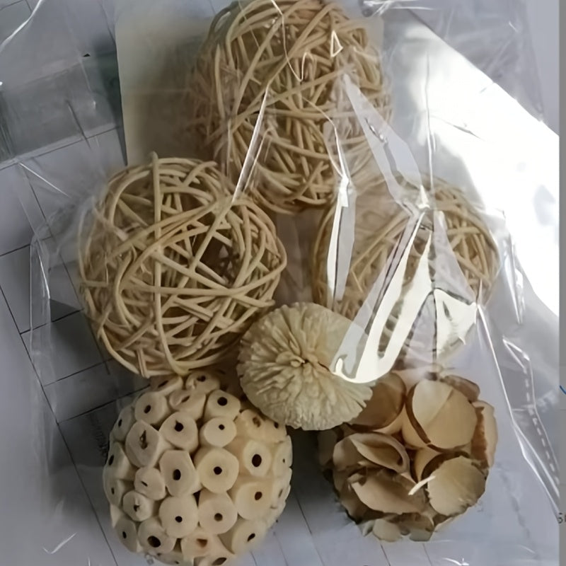 Set of 6 Handcrafted Wicker Decorative Balls