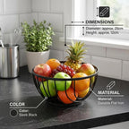 Flat Round Black Fruit Basket