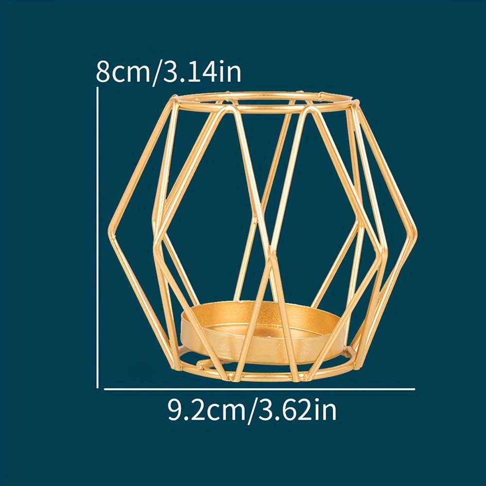 Elegant Geometric Hexagonal Iron Candle Holder