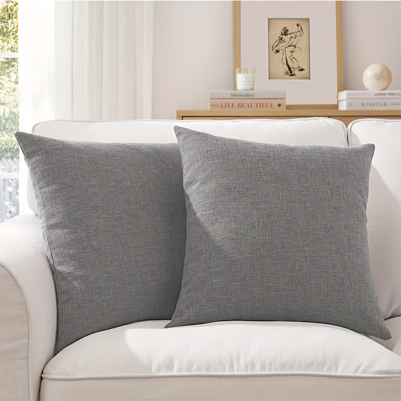 Set of 2 Solid Linen Cushion Covers – 45x45cm