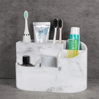 White Marble Resin Toothbrush & Cotton Box Set