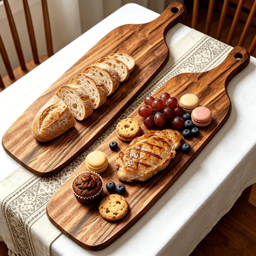 Acacia Wood Charcuterie Board with Handles – Set of 2
